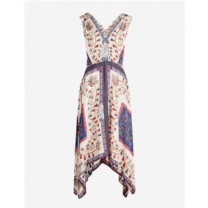 Sandro Paris Lee Pattern Handkerchief Hem Dress NW